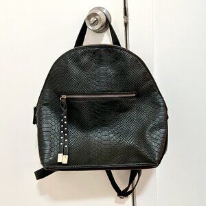 ASOS Black Snake Embossed Mini Backpack with Gold Hardware